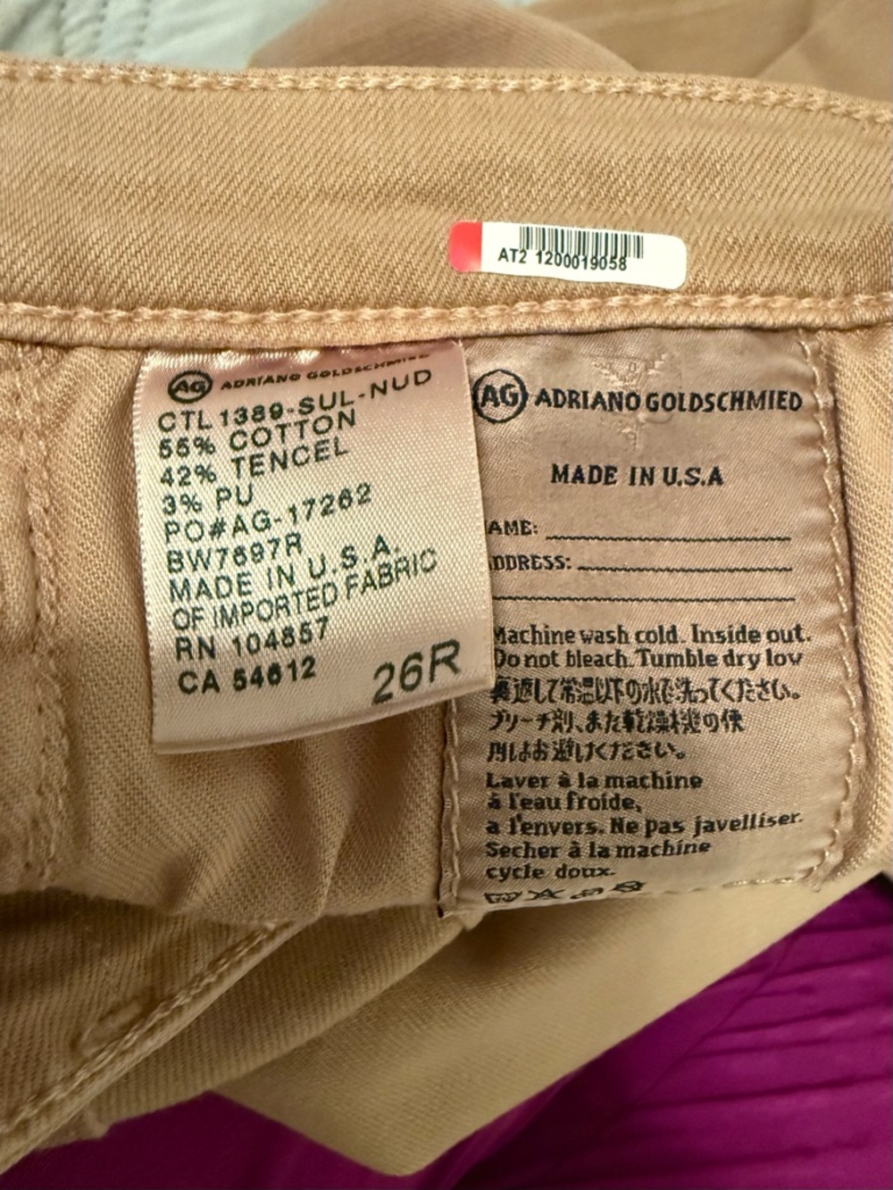AG Legging Ankle Jeans 26 Peach Nude‎ Super Skinny Made USA - Picture 4 of 4